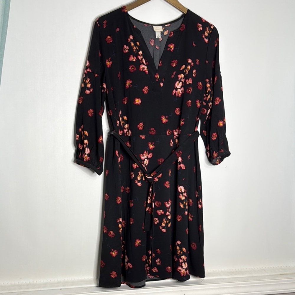 A New Day Floral Black V-Neck Dress